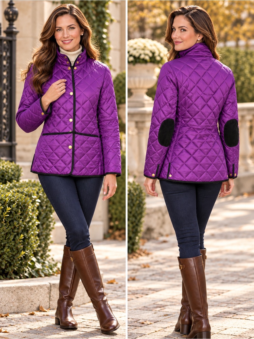 C. Wonder Chris Burch Oprah Favorite Things Quilted Barn Jacket Purple L NWT